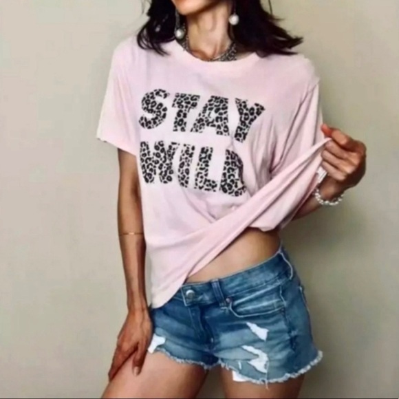 Wildfox Stay Wild Animal Print Graphic Tee - Picture 1 of 8